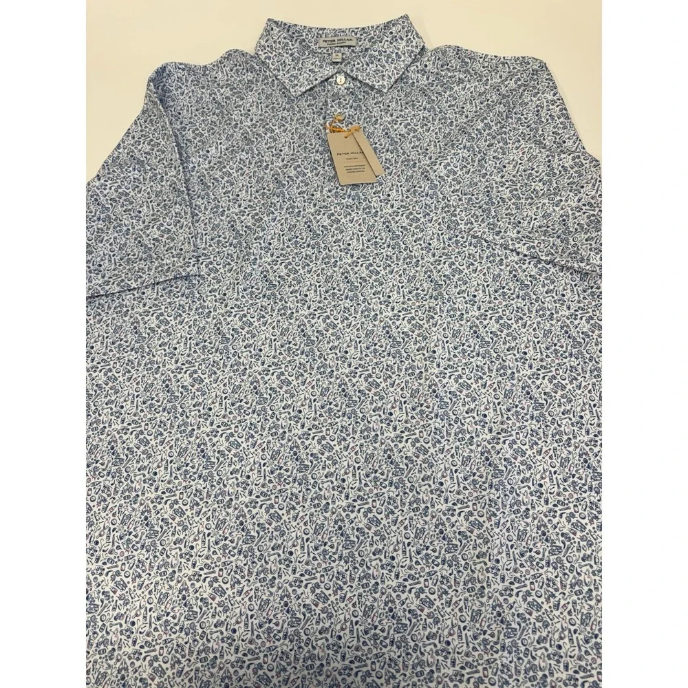 NWT Peter Millar Bar For The Course Cocktail Print Golf Polo Shirt White XL $115 - Picture 6 of 10